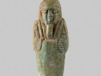Aeg F 158  Aeg F 158, Spätzeit, Uschebti, Grüne Fayence, H 10,4 cm, B 3,2 cm, T 2,2 cm : Bestandskatalog Ägypten, Museumsfoto: Claus Cordes